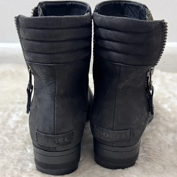 Sorel Danica Waterproof Black Leather Ankle Booties Ss 8 - Picture 9 of 13